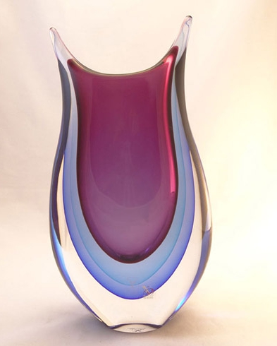 Murano Glass Vase Purple/Aqua/ Blue